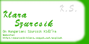 klara szurcsik business card